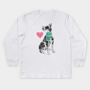 Great Dane (harlequin) Kids Long Sleeve T-Shirt